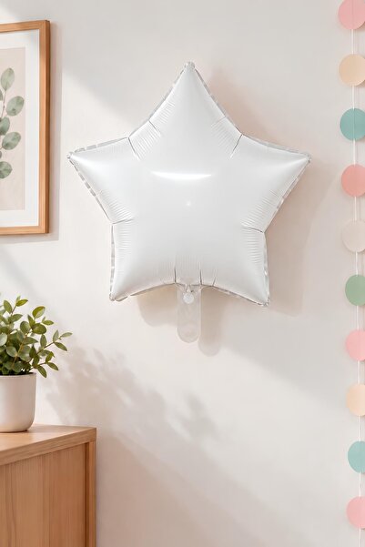 Patladı Gitti White Star Foil Balloon 45 cm - Baby Kids Party Celebration