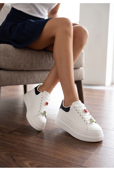 B T Shoes Sneakers cu platformă Delaina V4 albi
