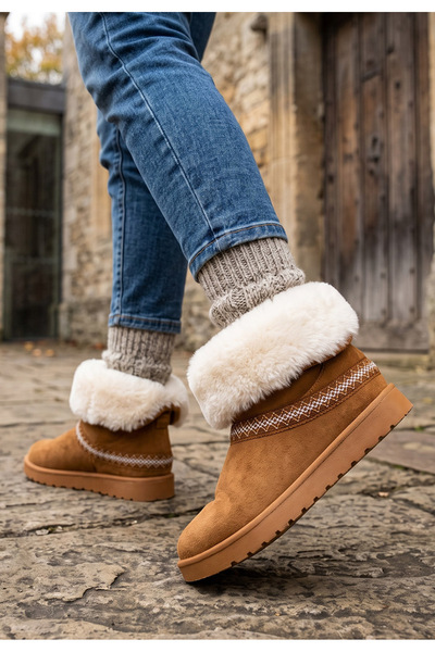 B T Shoes Cizme tip ugg Alura camel