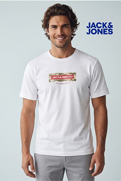 Jack & Jones JCOCLASSIC Jcobreeze Twill J&J logo bela muška majica sa okrugli...