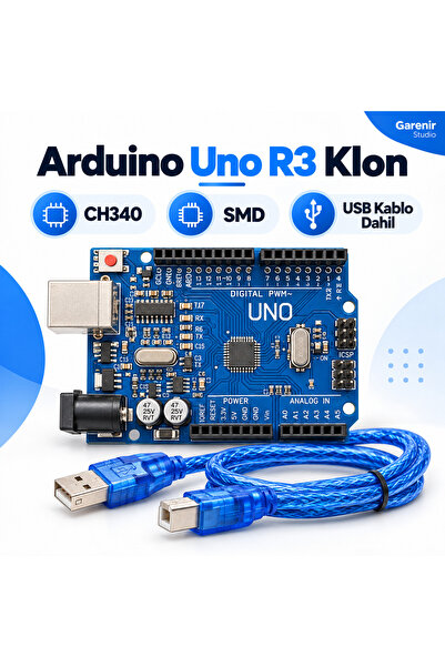 MICROCHIP Arduino UNO R3 Klon USB Kablo Dahil - (USB Chip CH340)
