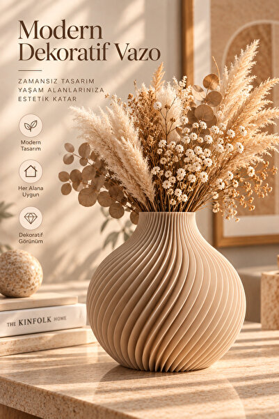 Novori Design Dekoratif Vazo, Modern Yapay Çiçek Vazosu, Modern Dekorasyon İç...