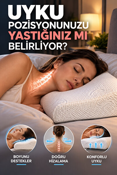 Auracar Ortopedik Visco Boyun Yastığı Boyun Düzleşmesine Destekli Lüks Yastık