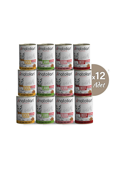 Anatolian Premium Karışık Parça Etli Yetişkin Kedi Konservesi 400 gr x 12 Adet