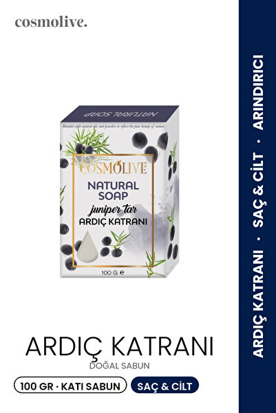 Cosmolive Doğal Sabun | Ardıç Katranı | Yüz Saç Cilt Bakımı | Kokulu | 100 gr