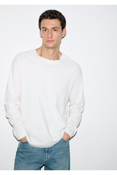 Mavi Long Sleeve Ecru Basic T-Shirt Loose Fit / Comfortable Cut 0613169-70057