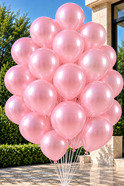 Parti dolabı Pink Metallic Pearlescent Shiny Party Balloon 25 Pieces