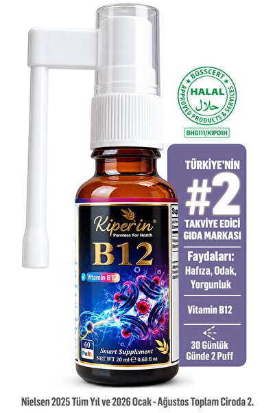 Kiperin B12 Sprey | 1500 mcg | Yüksek Emilim | Enerji ve Odak Desteği | 20 ml