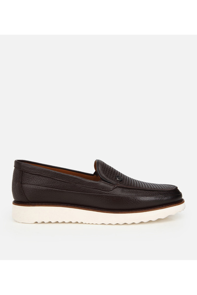 Hotiç Erkek Deri Kahverengi Delikli Hafif Tabanlı Klasik Loafer