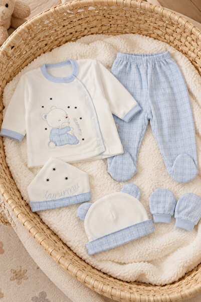 Cherub Baby Baby Boy Tonton Ecru 5-Piece Hospital Release Newborn Set