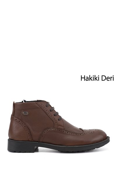 GÖNDERİ(R) Men's Brown Float Zippered Genuine Leather Classic Boots