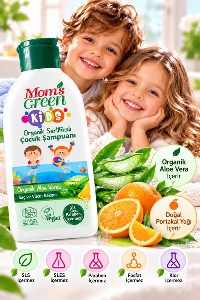 Mom's Green Children's Hair and Body Shampoo Organic Aloe Vera 360 ml