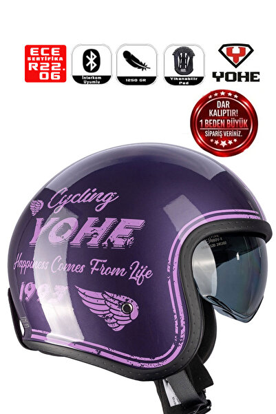Yohe OF880 Motorsiklet Kaskı ShinyBlue Purple White 13E