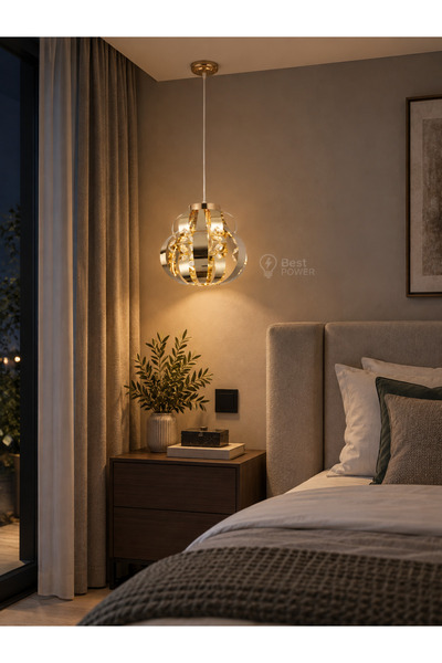best power ثريا LED حديثة 6206 - مصباح معلق 60 واط مع 3 أوضاع إضاءة وطول قابل...