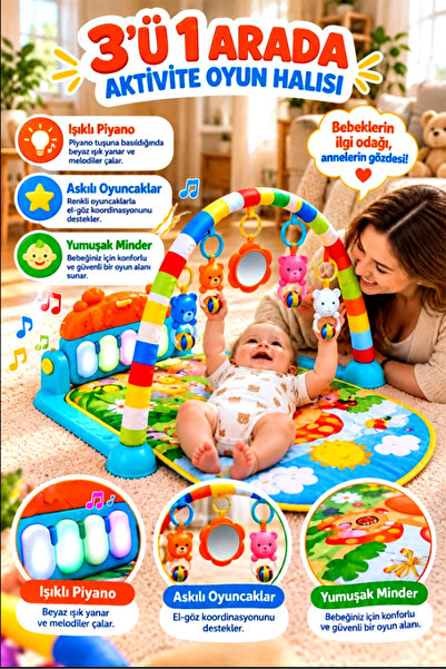 Baby Home Piyanolu Mantar Desenli Piyanolu Mantar Desenli Bebek Oyun Halısı –...