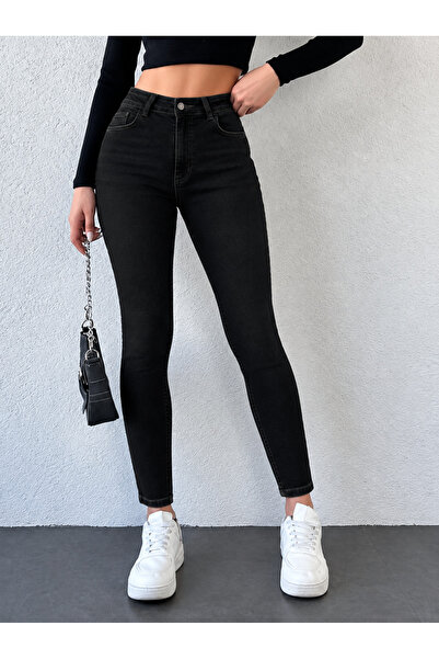MARA BRANCO Women's Black Stretchy Denim Trousers