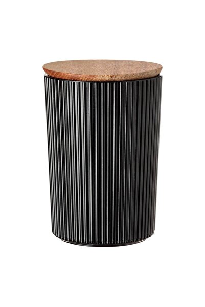OEM Recipient de Depozitare Capac din Lemn cu Dungi Negre din Plastic 900ml