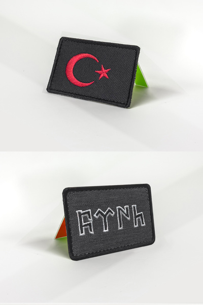 Bagworld Saraciye Cırt Cırtlı Peç - Patch - Arma - Göktürk - Siyah Türk Bayra...