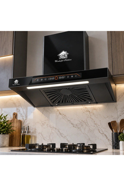 Wonderful-kitchens شفاط مطبخ 90 سم قوة 2400 متر مكعب بالساعة اسود
