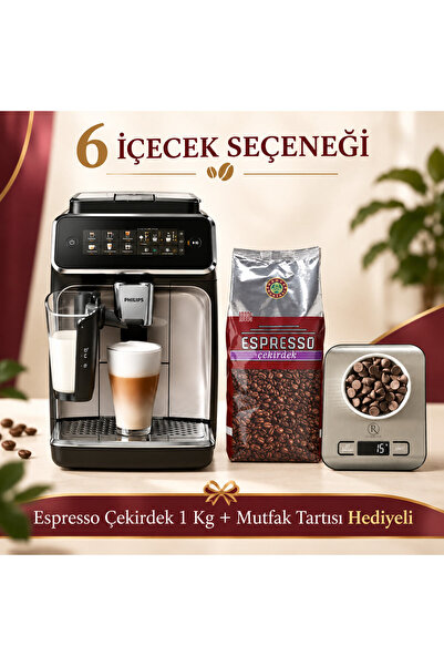 EP3341/50 6 İçecek Seçeneği Espresso Makinesi Espresso Çekirdek 1 Kg ve Tartı Hediyeli