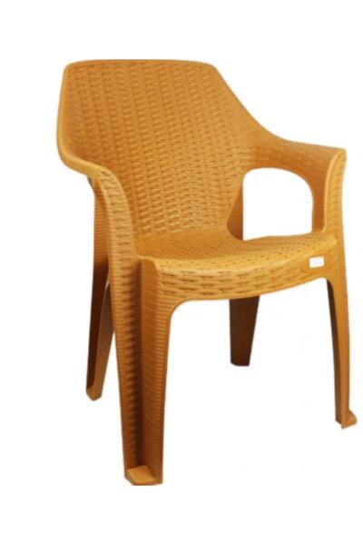 SAZLIK Polo Rattan Desenli Plastik Sandalye Teak