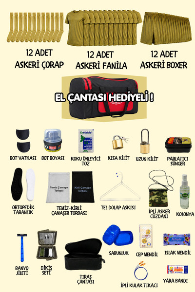 Comutan 58 Piece Basic Bedelli 12-Piece Military Set (with Carrying Bag as a ...