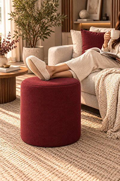 Zerona Mira Puf Yuvarlak Dekoratif Puf – Modern Puf, Oturma Pufu, Salon ve Ya...
