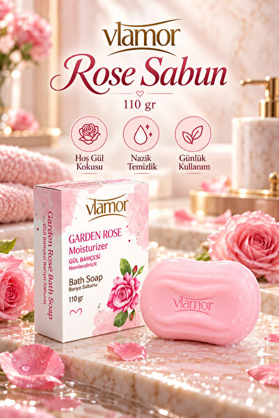 Vlamor Rose Gül Özlü Sabun Premium Banyo Sabunu 110 g
