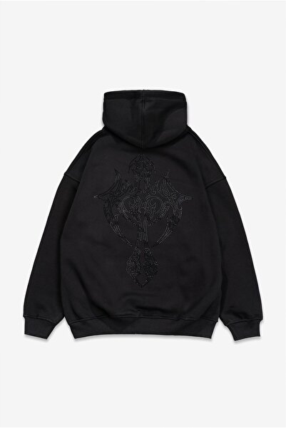 Fadeback Rhinestones Goth Oversize Hoodie