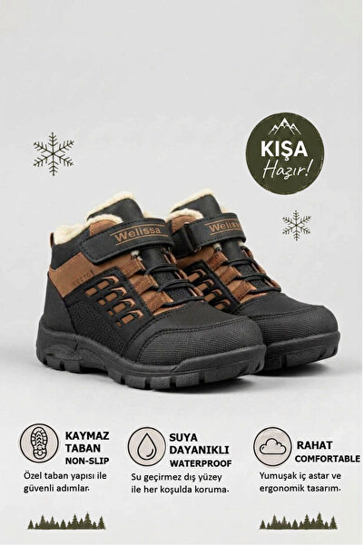 welissa Fur-Lined Cold-Resistant Velcro Children's Boots with Non-Slip Sole