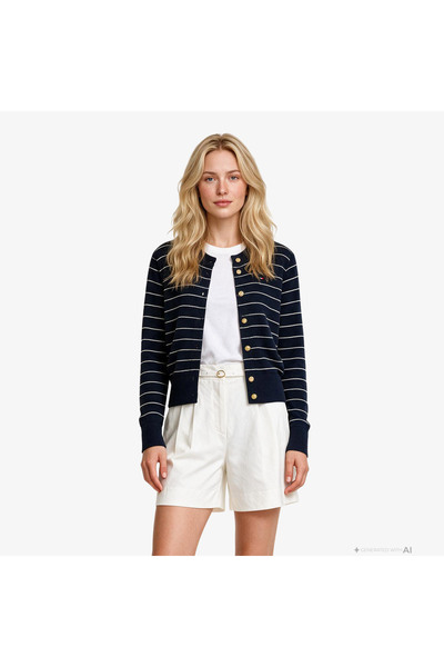Tommy Hilfiger Full Needle Stitch Cardigan Kadın Lacivert Hırka