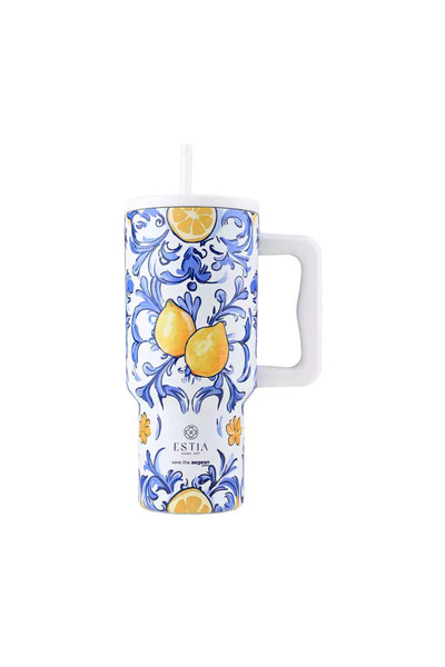 Estia Home Art Ανοξείδωτο Ποτήρι με Καλαμάκι XL Ακτή Αμάλφι 900ml Εστία