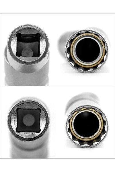 Qwork Set de 2 chei de bujii articulate-magnetice, 14 mm și 16 mm, profil cu 12 puncte, oțel Crom Vanadiu, pereți subțiri, antrenare 3/8, pentru BMW Mercedes Mini, argintiu