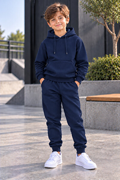 luci sports Boys' Oversize Hooded Rubberized Tracksuit Set