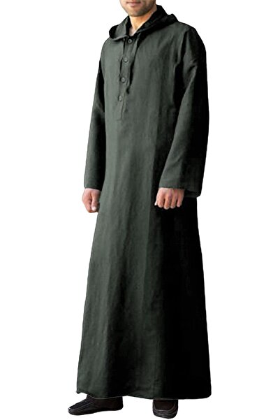 Generic YAOHUOLE Men's Long Sleeve Kaftan Thobe Abaya Long Gown Robe Button U...