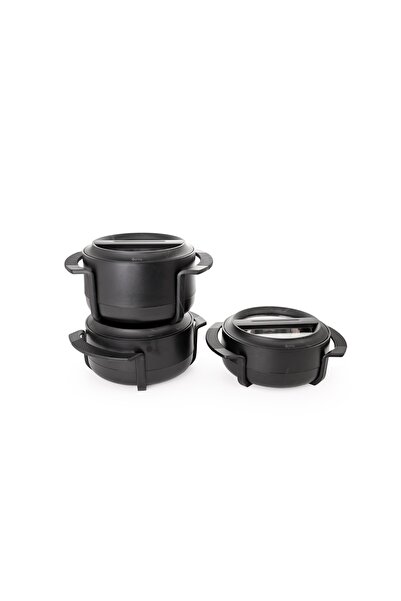 bello Bello Food Container Set Marble Design Black Color with Transparent Lid...