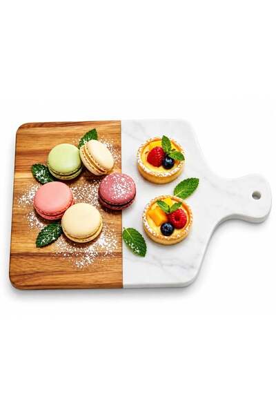 PUFO Serving board cutting board type from wood and marble – tray for appetiz...