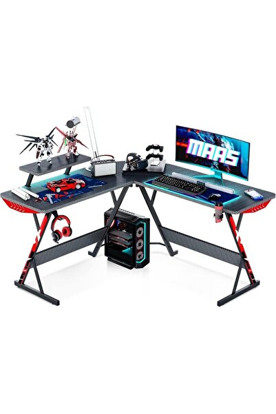 Generic Maas L Shaped Gaming Desk with Carbon Fiber Surface, Corner Computer ...