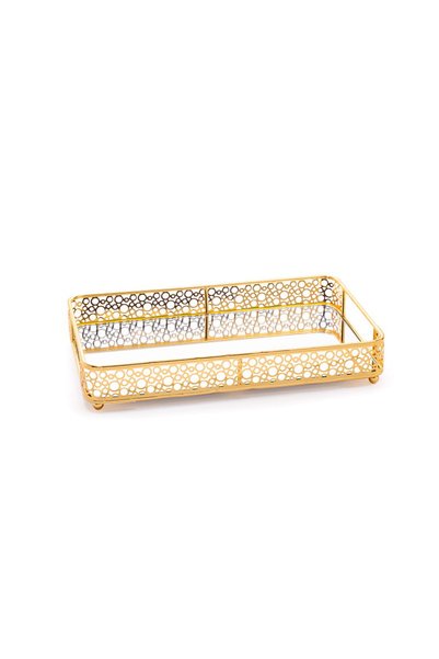 TOPİCAL Small Mirror Gold Rectangular Tray