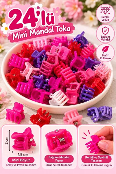 24 LÜ KADIN MİNİ RENKLİ MANDAL TOKA