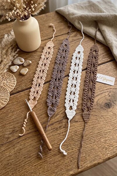 EL YAPIMI Hand Knitted 4-Piece Tied Women's Hair Band