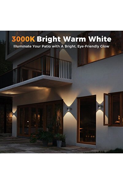 Malory Set de 2 aplice LED de perete pentru interior și exterior, 8W, lumină caldă 3000K, iluminare sus-jos, rezistență la apă IP65, aluminiu, stil modern