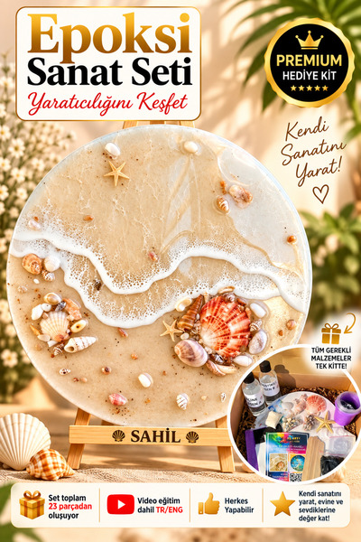 Epoksi Reçine Başlangıç Seti 150 ml – Video Eğitimli Kendin Yap Hobi ve Epoksi Sanat Seti – Premium Hediye