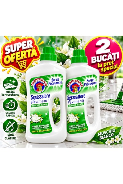 Chanteclair Set of 2 x Floor Degreaser Sgrassatore Pavimenti Muschio Bianco, ...