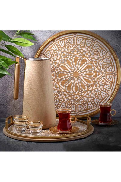 TAVOLO ترمس بينو خشبي بيد ذهبي 1 لتر