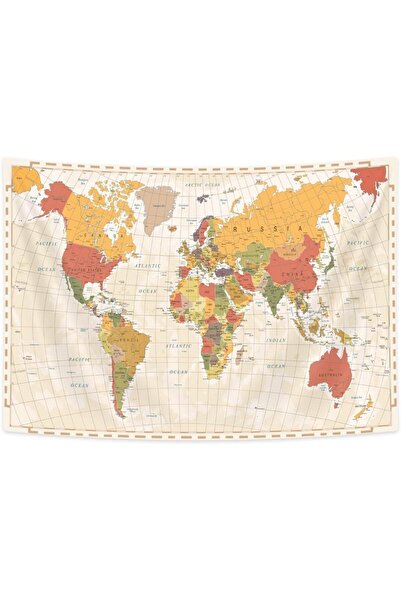 Generic Vintage World Map Tapestry Wall Hanging 200x150cm, Antique Style Geog...