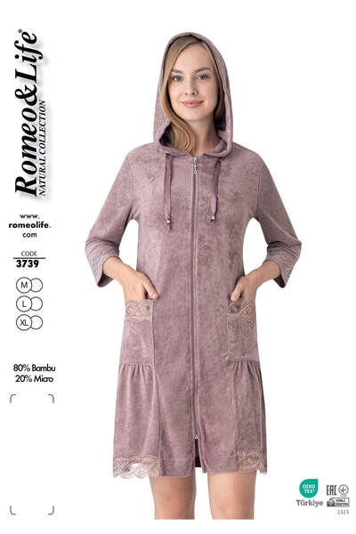 ROMEO LİFE Women's Bamboo Micro Fabric Zipper Pocket Hooded Long Sleeve Dress...