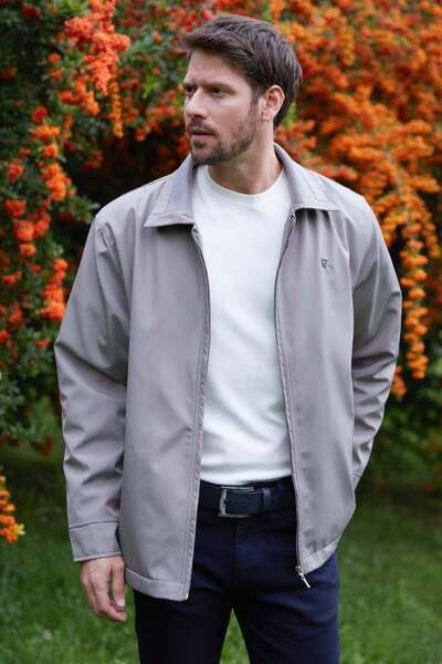 Fulla Moda Metal Embellished Zippered Polo Collar Coat