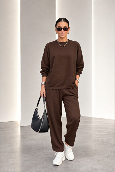 Valeria Butik Women's Casual Bat Sleeve Blouse Pants Viscose Set