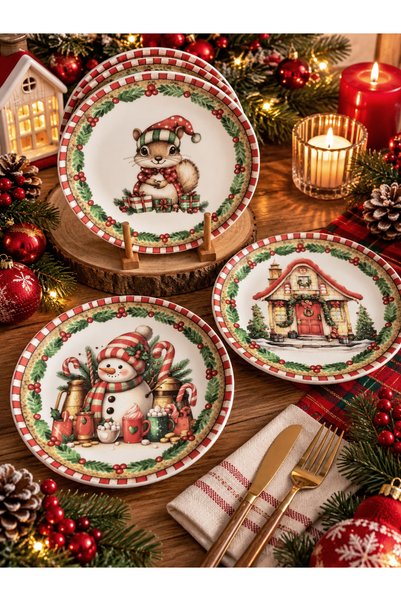 CASA DE BELLA Christmas Merry Christmas 6-Piece 26 cm Stoneware Serving Plate